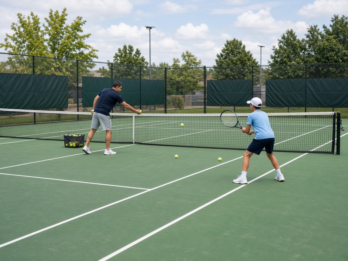 Beginner coaching drill on court